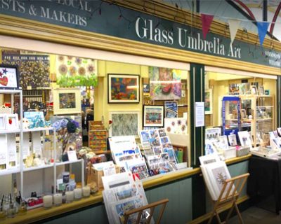 Glass Umbrella Arts craft shop front in Stockport Indoor Market